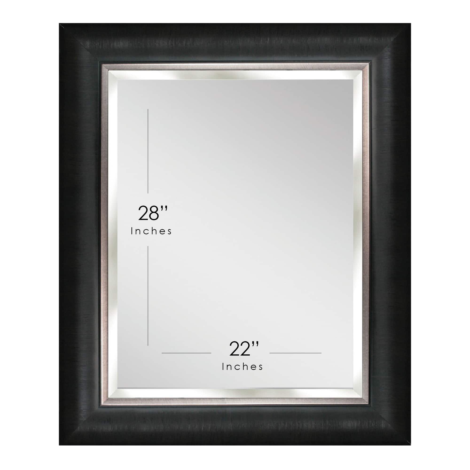 Head West® 34.5" Alderton Black & Silver Framed Beveled Wall Mirror